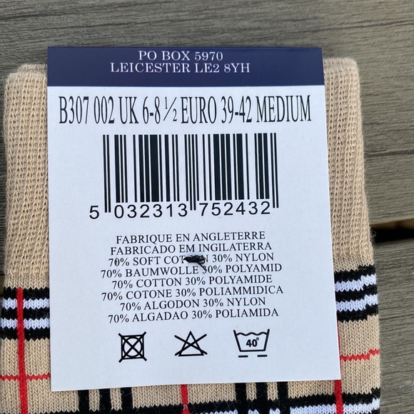 Burberry Nova Check Cotton Blend(70/30) mid length Socks! 🔥🔥🔥NWT! - Picture 3 of 8